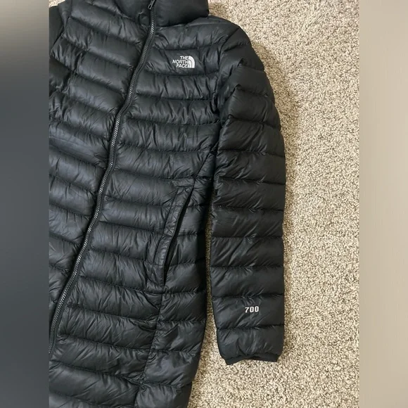 The North Face 700 Women's Black Puffer Trench Coat Jacket Size Small Full Zip S - Picture 3 of 15